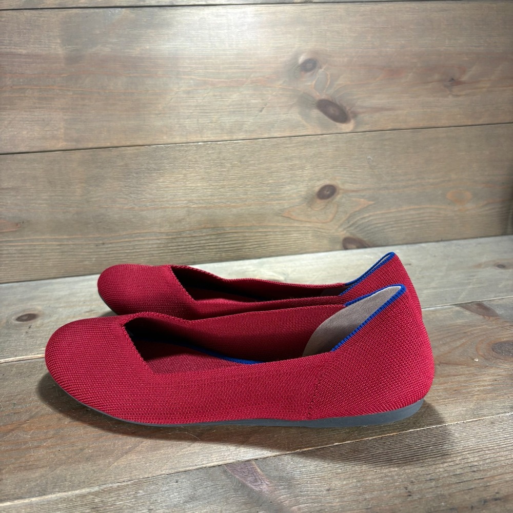 Rothys round toe Womens size 8.5 shoes Red Knit slip on work flats